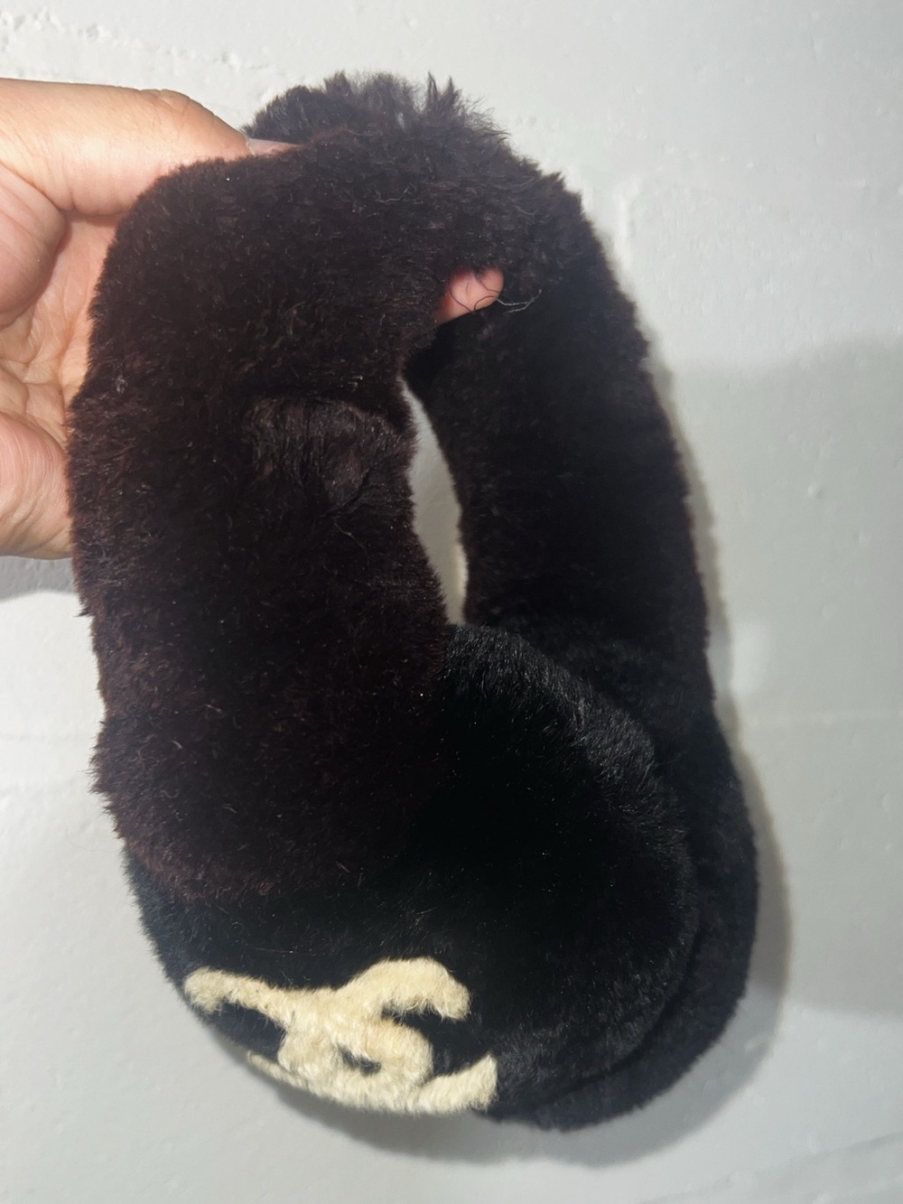 Chanel Rabbit Fur Ear Muffs with CC Logo.